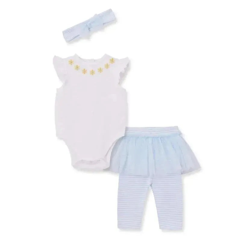 Little Me – Baby Girl Daisy Skegging Set, Blue
