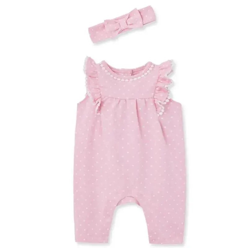 Little Me – Baby Girl Dots Jumpsuit & Headband, Pink