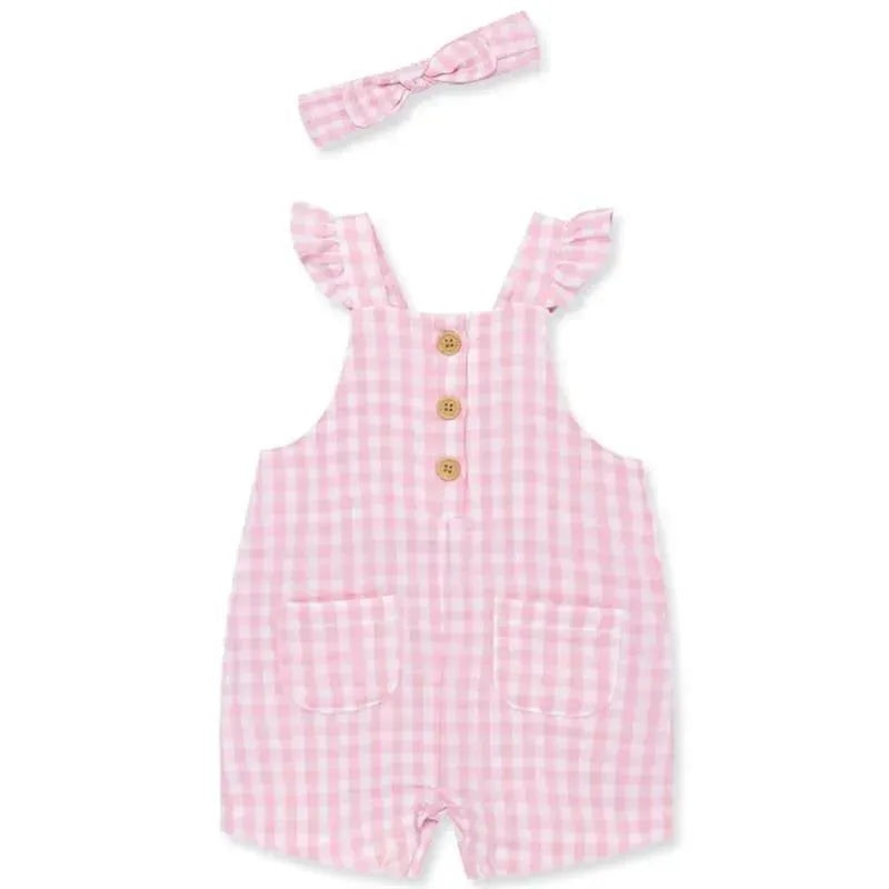 Little Me – Baby Girl Gingham Gauze Jumper & Headband