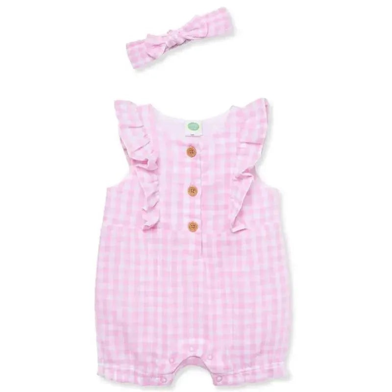 Little Me – Baby Girl Gingham Romper & Headband