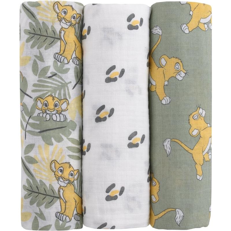 Nojo – Lion King 3 Pk Printed Muslin Swaddles