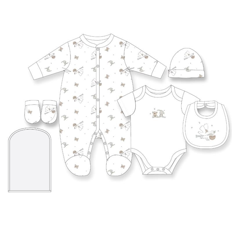 Rose Textiles – 5Pk Baby Neutral Mesh Bag Set Stork