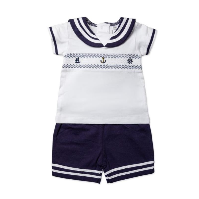 Rose Textiles – Baby Boys Short Set, Navy Nautical