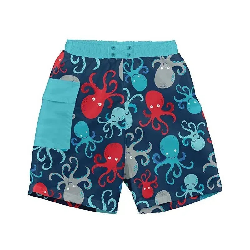 I play. Baby Boys Pocket Trunks Swim Diaper – Navy Octopus