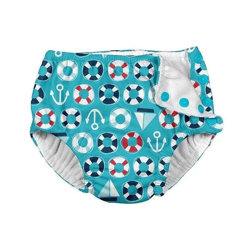 i play Snap Reusable Absorbent Swimsuit Diaper, Aqua Nautical
