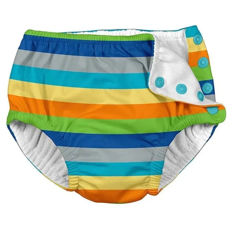 i play Snap Reusable Absorbent Swimsuit Diaper, Gray Multistripe