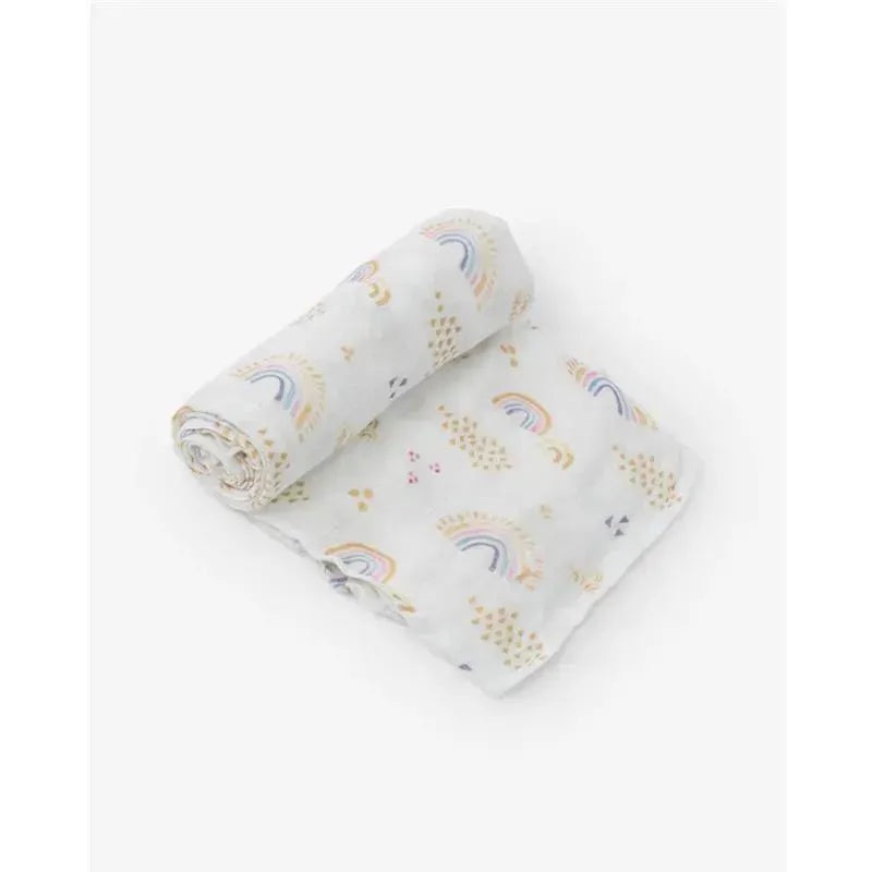 Little Unicorn Deluxe Muslin Swaddle Single – Rainbows & Raindrops