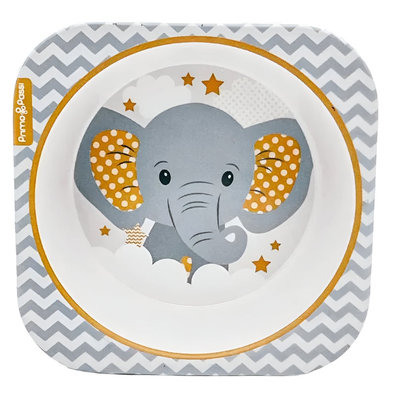 Primo Passi – Bamboo Fiber Kids Square Bowl, Little Elephant