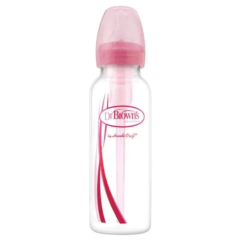 Dr. Brown – 8 Oz Options+ Narrow Anti-Colic Baby Bottle, Pink