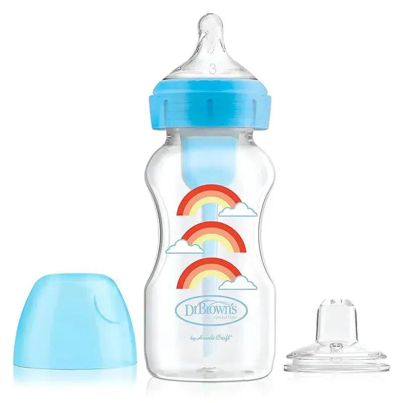 Dr. Brown’s – Options+ Wide-Neck Bottle To Sippy Baby Bottle Start Kit, Blue, 9Oz