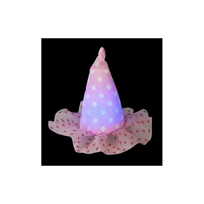 Ganz Pink and White Polka Dotted Light up Birthday Hat Barrette – Set of 3