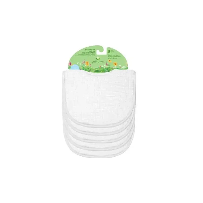 Green Sprouts Organic Cotton Muslin Bibs (5Pk) 0-12M White