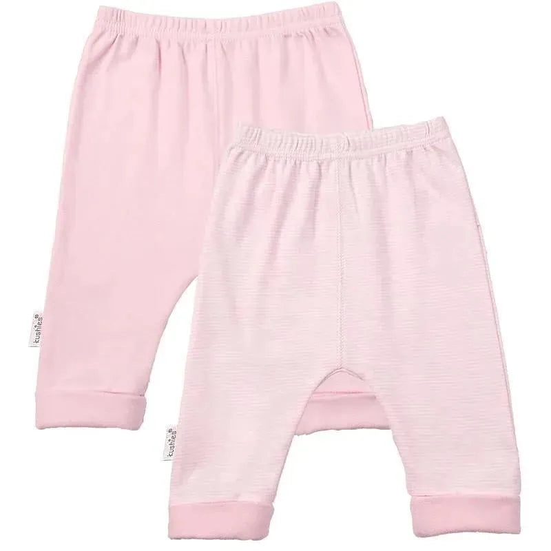 Kushies 2 Pack Cuffed Pant – Pink solid / stripe