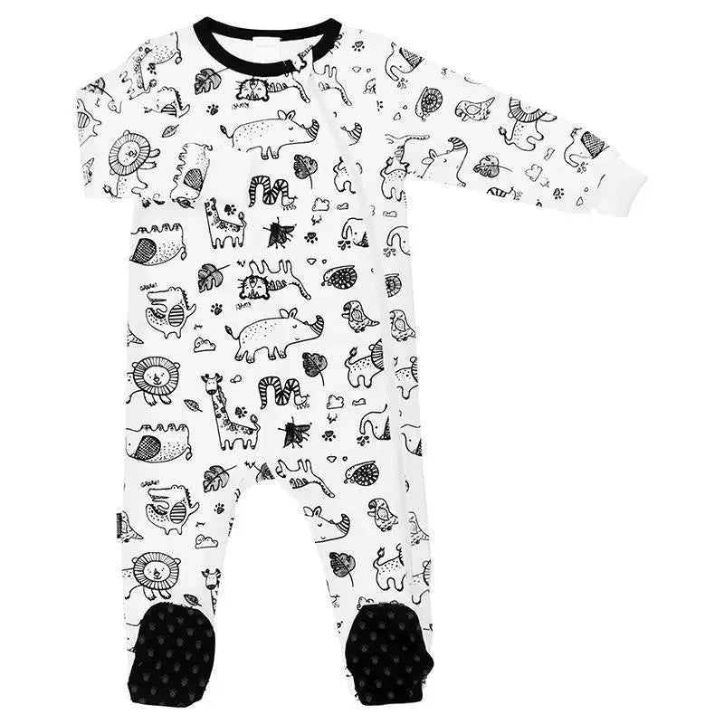 Kushies Side Zip Sleeper Zoo White/Black print