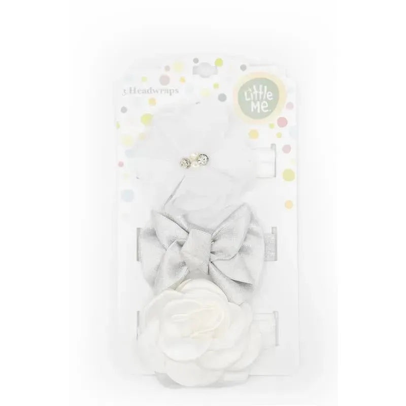 Little Me 3pk Baby Girl Head wraps White