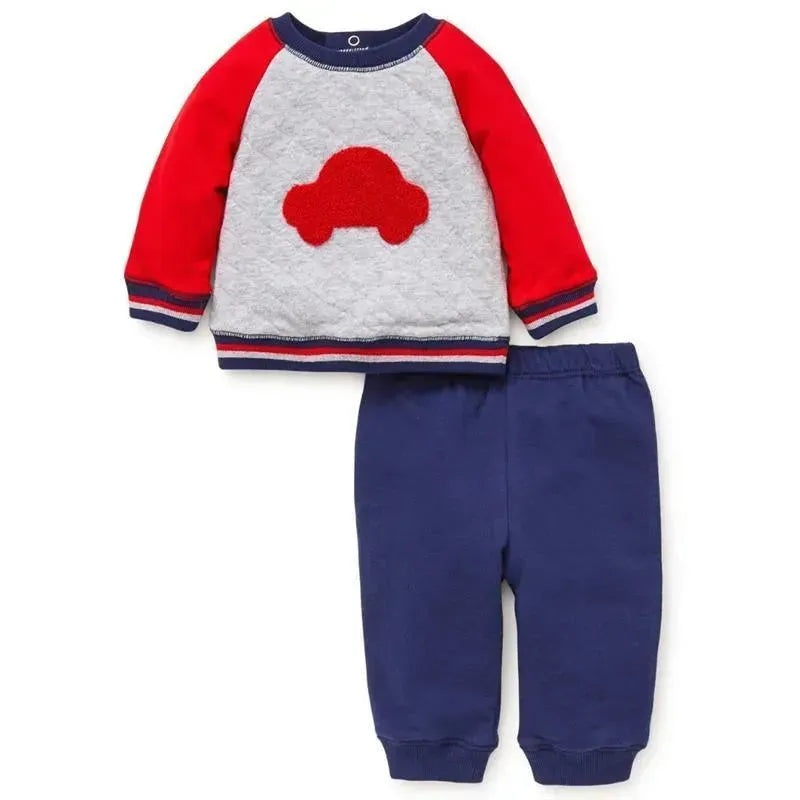 Little Me Car Sweatshirt Set Navy