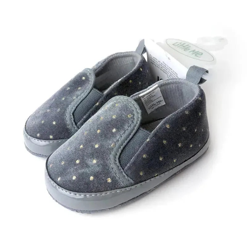 Little Me – Slip Ons Navy W/ Gold Dots