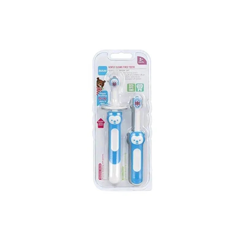 MAM Learn to Brush Baby Toothbrush Set 5+M – Blue