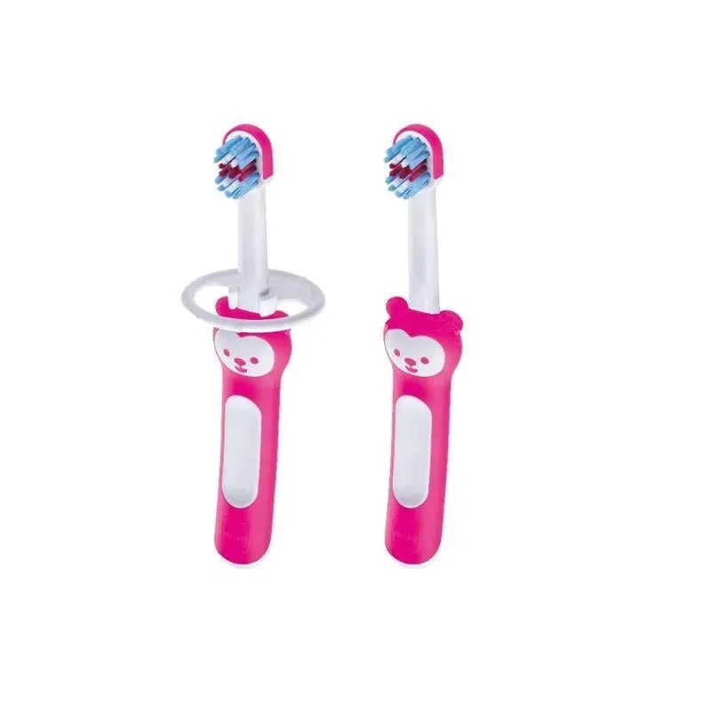 MAM Learn to Brush Baby Toothbrush Set 5+M – Pink