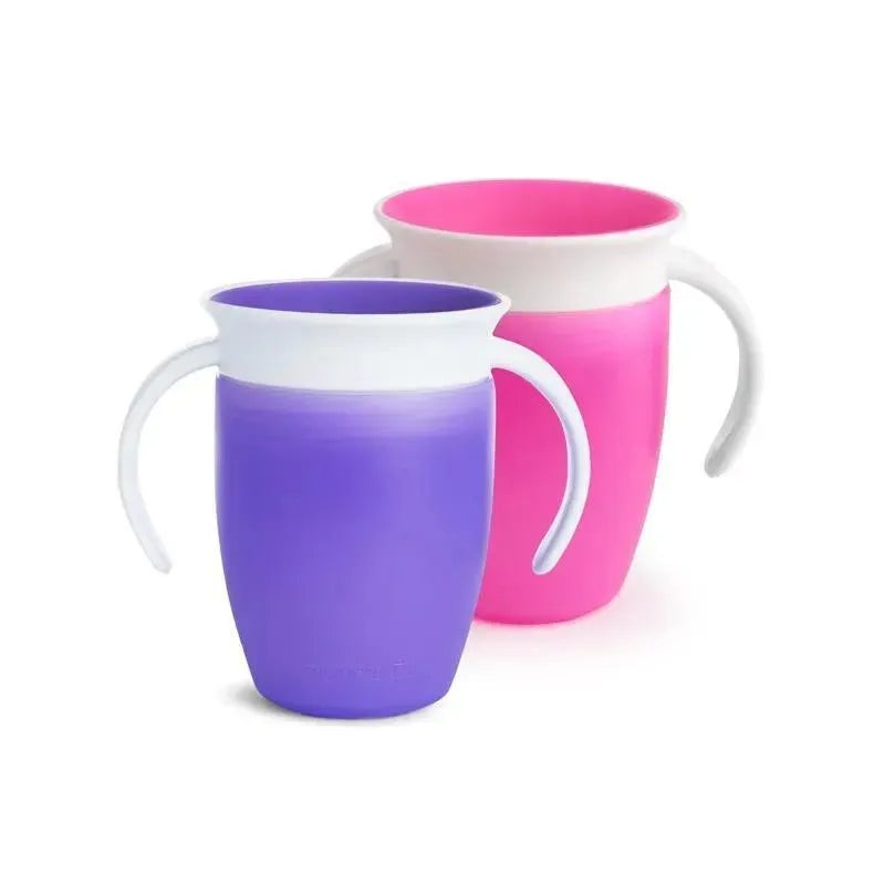 Munchkin 2019 Miracle 360 Trainer Cup 7 oz, Assorted Colors (Pink&Purple or Blue&Green), 2-Pack