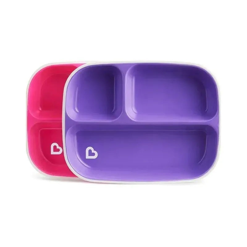 Munchkin Splash Divided Plates 2-Pack, Pink/Purple