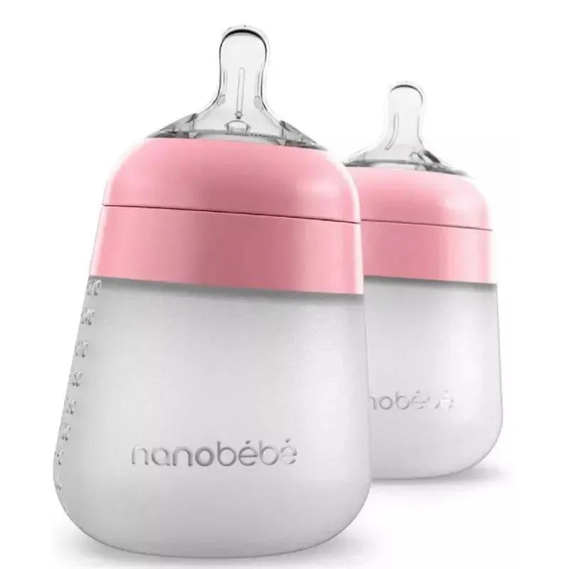 Nanobebe – 2Pk Silicone Baby Bottle 9Oz, Pink
