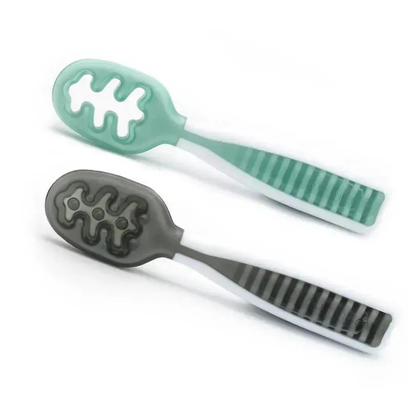 NumNum Dual Stage Pre-Spoon GOOtensils – Glacier Green & Storm Gray