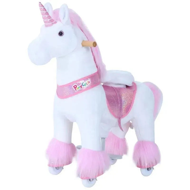 Ponycycle Pink Unicorn 4-10 Years Old, Kids Unicorn Ride on Toy, Ride on Unicorn Toy Plush, Pink Pony