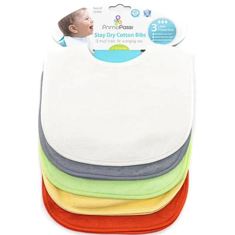 Primo Passi – 10Pk Stay Dry Cotton Baby Neutral Bib