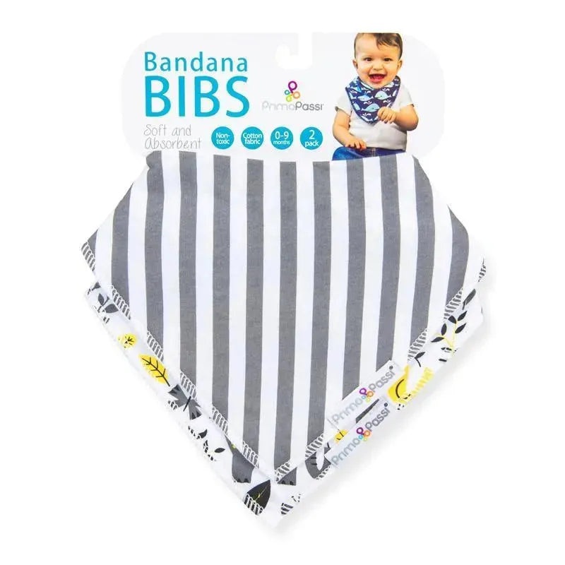 Primo Passi – 2Pk Bib Elephant & Gray Stripes Bandana Bib