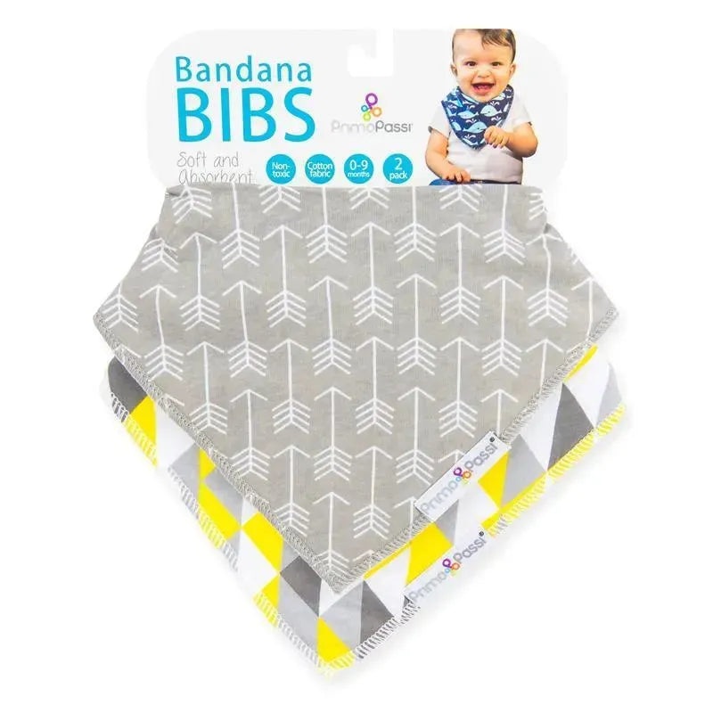 Primo Passi – 2Pk White Arrow/Yellow Triangle Bandana Bib