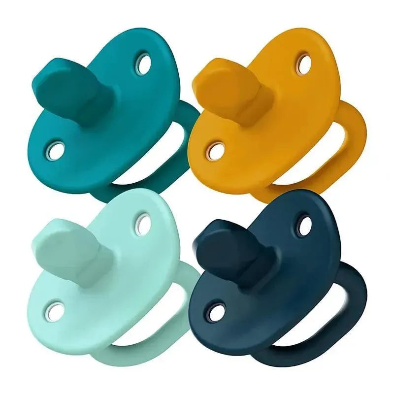 Boon Jewl Orthodontic Pacifier, Stage 1 Newborn+ Silicone Pacifier, Pack of 4, Blue