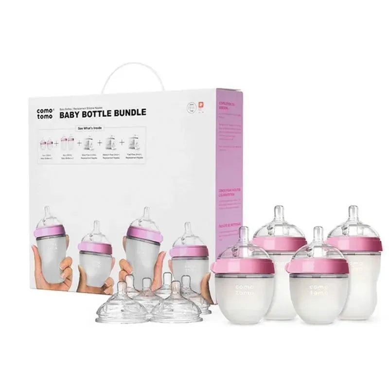 Comotomo – 7Pk Baby Bottle Bundle, Pink