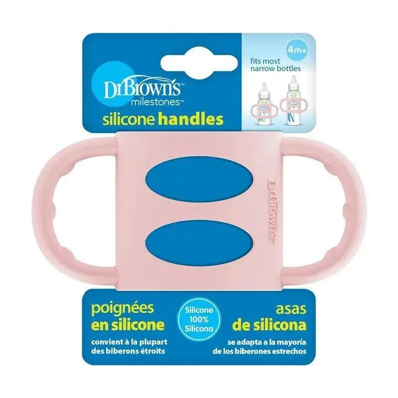 Dr. Brown’s 100% Silicone Narrow Baby Bottle Handles, Light Pink