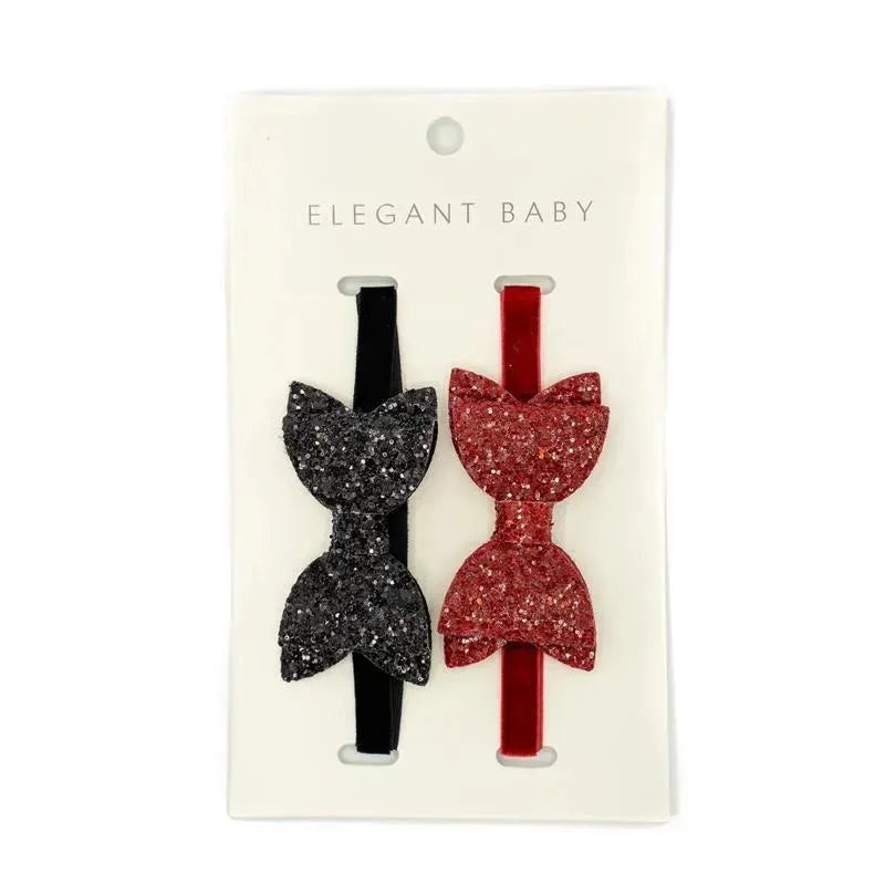 Elegant Baby Holiday Sparkle Baby Hair Bow Headbands, 2 Pk
