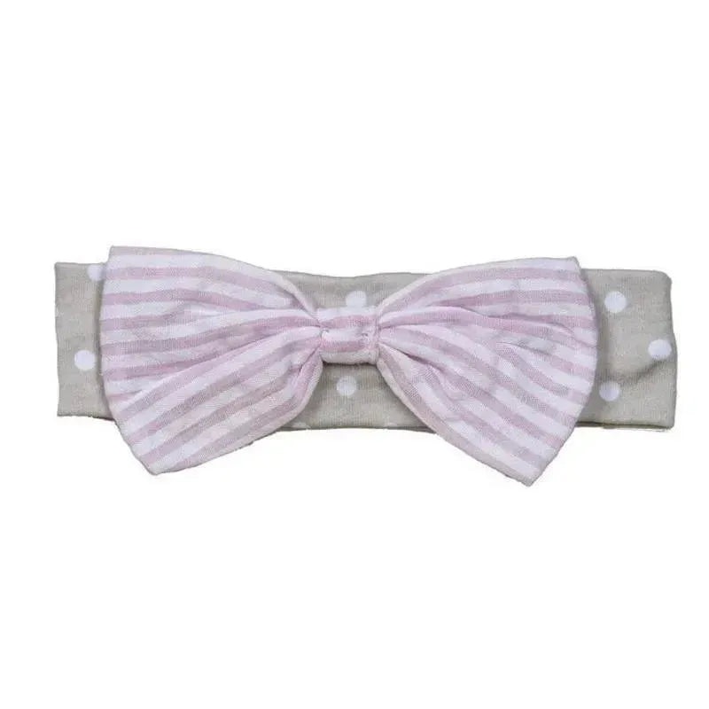 Ganz Gray & Pink Seersucker Bow Headband