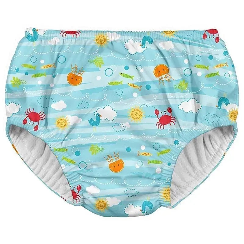 Iplay – Fun Pull-Up Reusable Absorbent Swimsuit Diaper, Light Aqua Sea Friends
