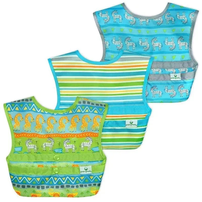 Green Sprouts Snap & Go Easy-Wear Bib 3-Pack Set, Green Safari