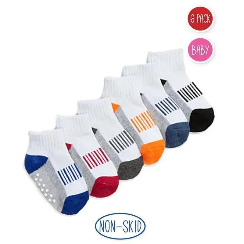 Jefferies Socks Baby Boy Sporty Half Cushion Quarter Socks, 6-Pack