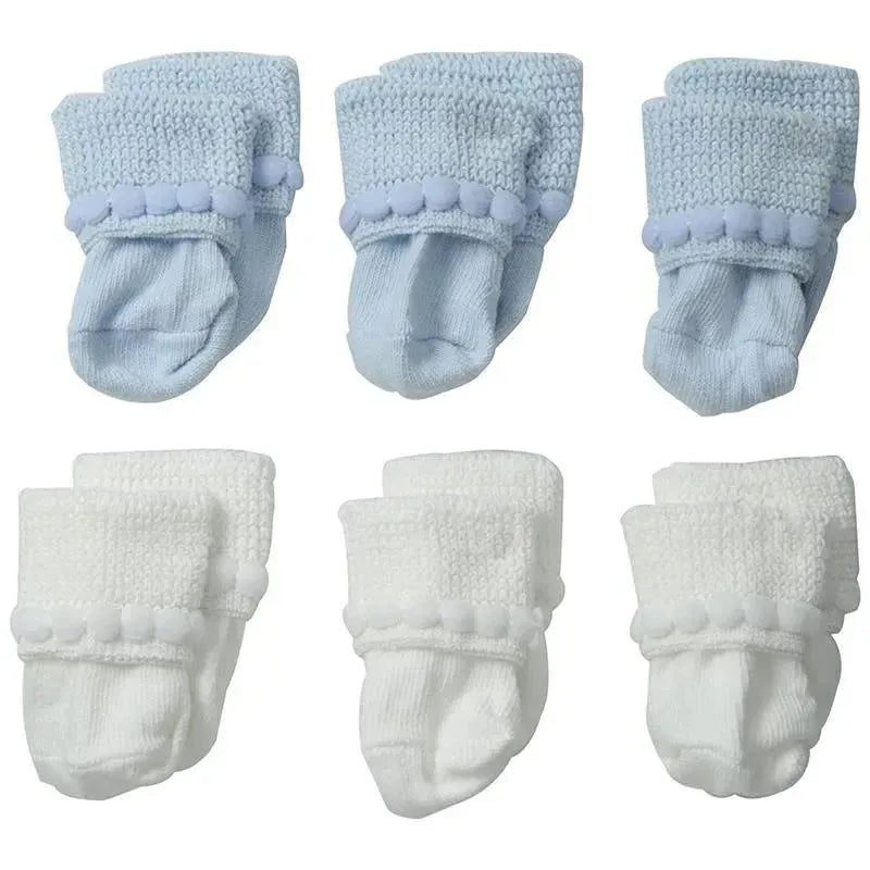 Jefferies Socks Rock-A-Bye Bootie, 6-Pack, White/Blue