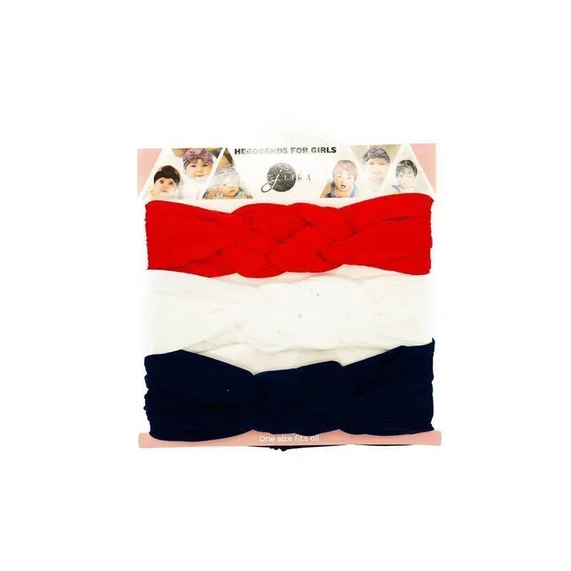 Jlika Sailor Knot Nylon 3 Headbands – White/Red/Navy