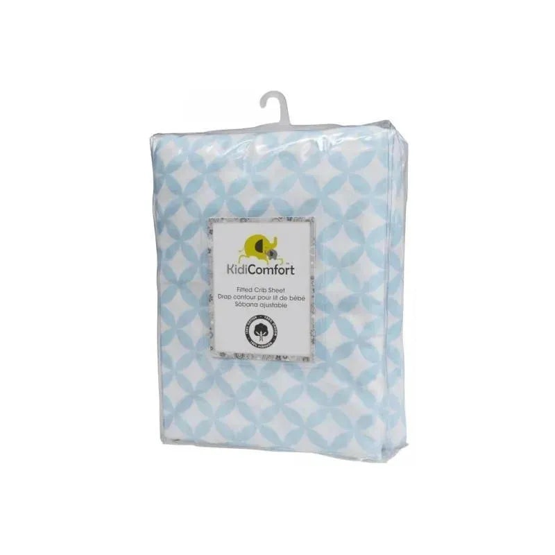 KidiComfort Cotton Fitted Crib Sheet, Blue Diamond