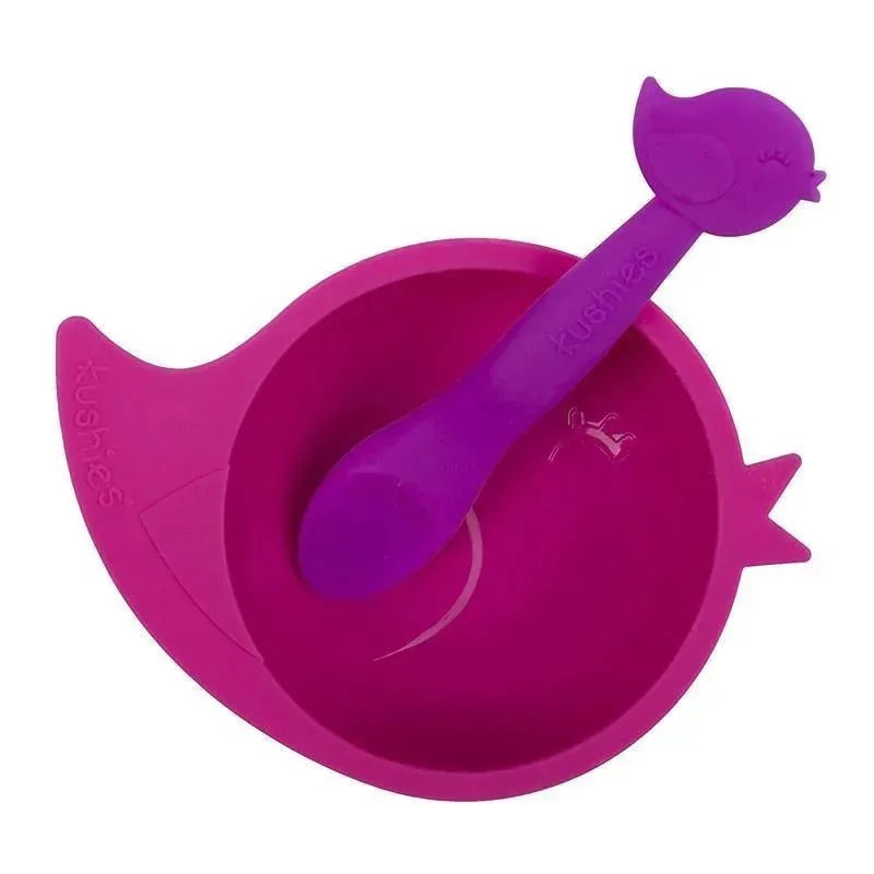 Kushies Baby Silibowl & Spoon Set, Girl