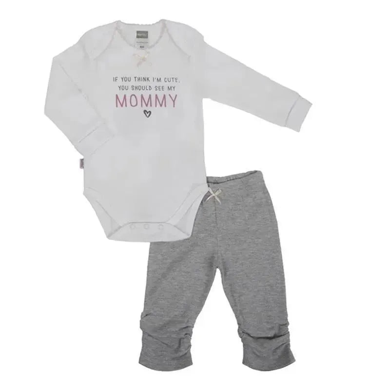 Kushies Hello World Bodysuit & Legging Set Girl – White and Grey