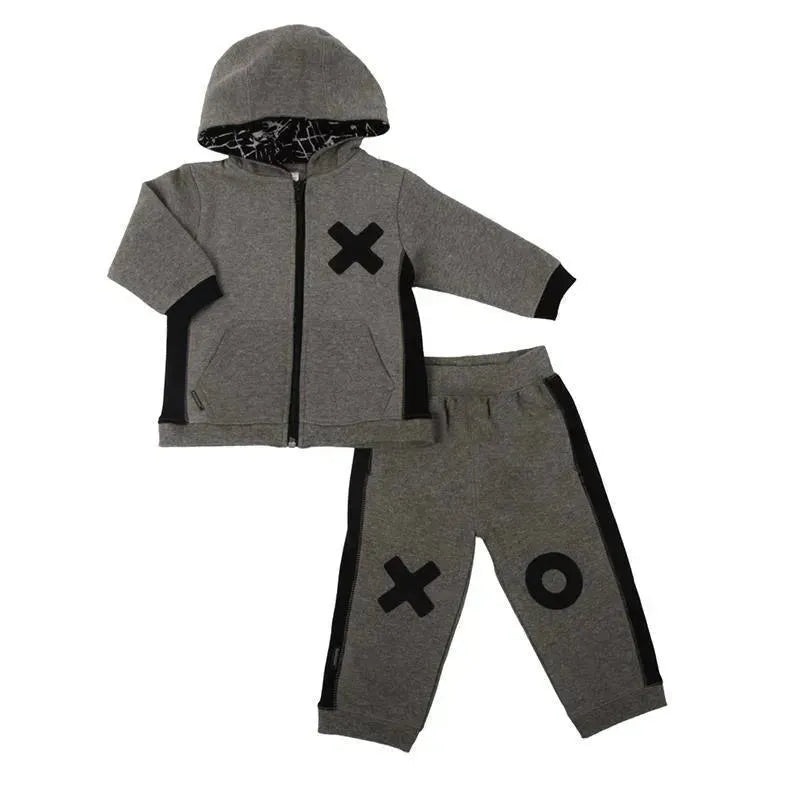 Kushies – Mini Ls Zip Hoodie & Pant Set Heather Grey