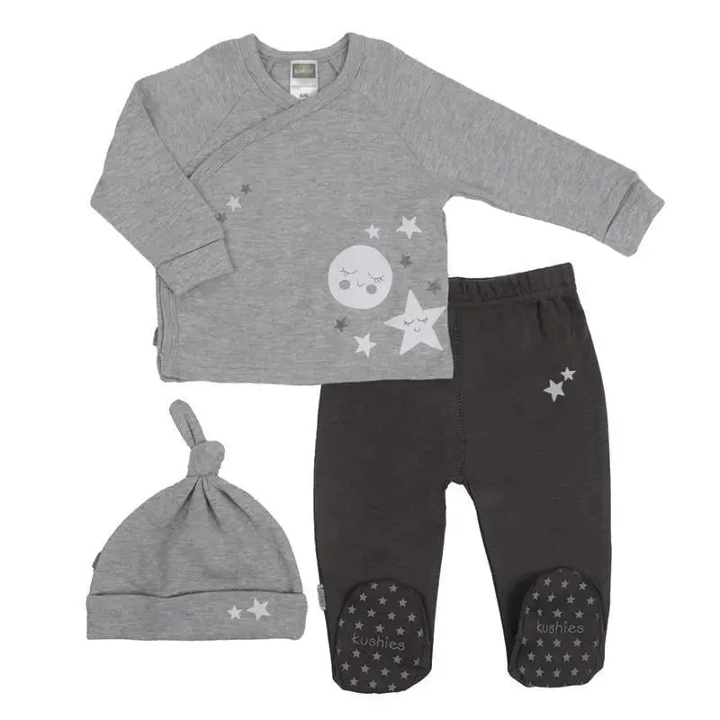Kushies – Take Me Home Wrap, Pant And Hat Set Grey