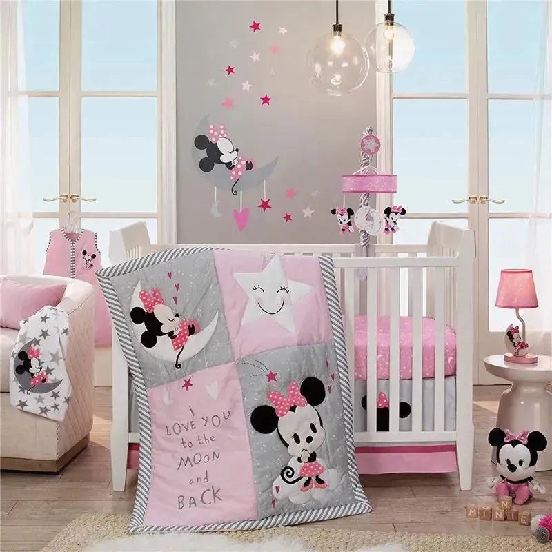 Lambs & Ivy – 4Pk Disney Baby Minnie Mouse Nursery Crib Bedding Set, Pink