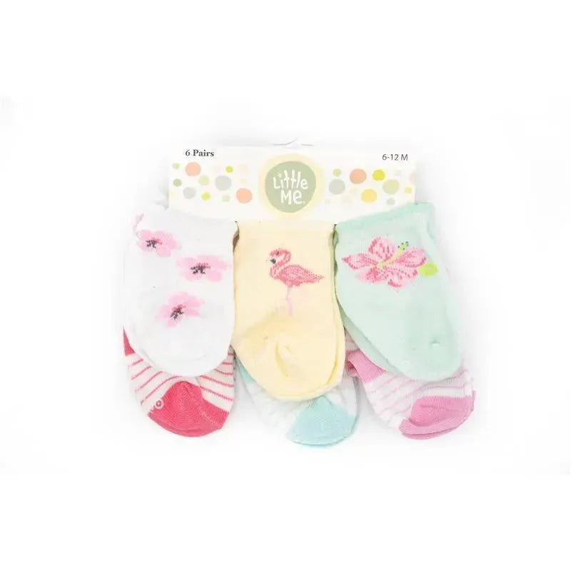 Litte Me Flamingo 6pk Baby Girl Socks