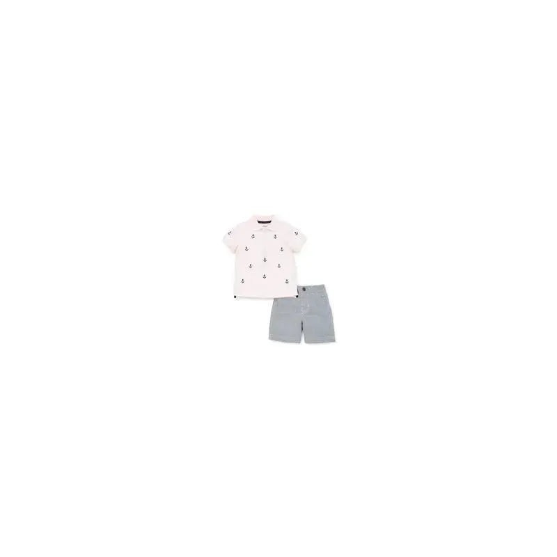 Little Me – Anchor Polo Short Set, Blue