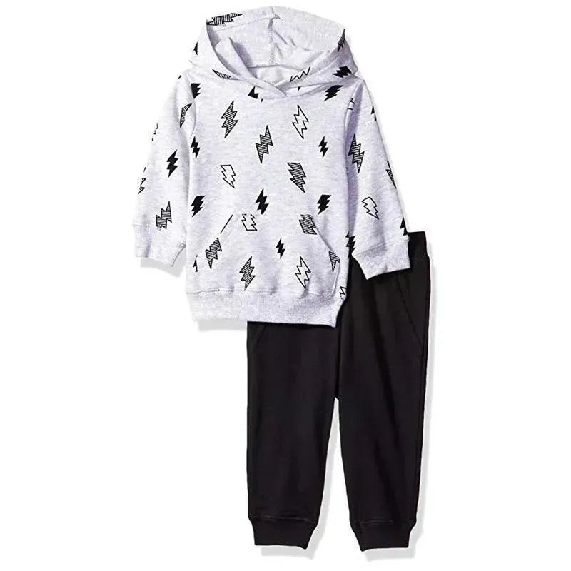 Little Me Bolts Sweatshirt Set, Black & White